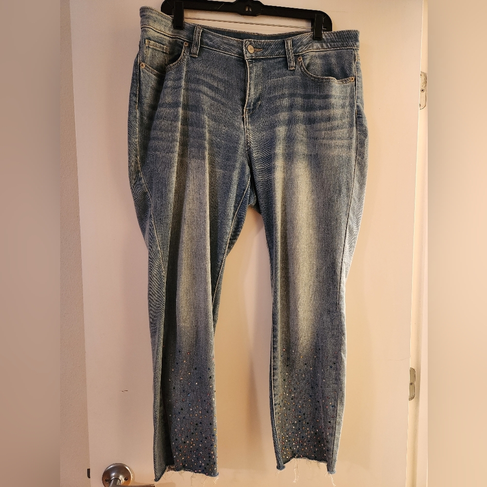Multi Colored Rhinestone Boyfriend Jeans